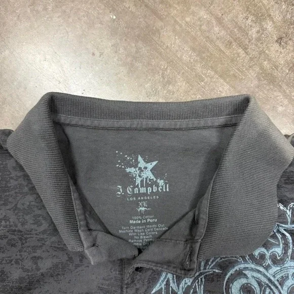 J. Campbell Gray & Blue Y2K Grunge Polo Size XL - Picture 3 of 3